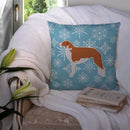 Winter Snowflake Borzoi Russian Greyhound Decorative Throw Pillow 14x14 Indoor Outdoor Accent Cushion, Fabric Cover with Insert for Sofa, Bed, Porch & Living Room