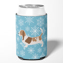 Winter Snowflake Basset Hound Can or Bottle Hugger Cooler Sleeve for Standard 12 oz Cans, Insulated Foam Beer & Soda Can Hugger Reusable