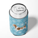 Winter Snowflake Basset Hound Can or Bottle Hugger Cooler Sleeve for Standard 12 oz Cans, Insulated Foam Beer & Soda Can Hugger Reusable