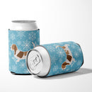 Winter Snowflake Basset Hound Can or Bottle Hugger Cooler Sleeve for Standard 12 oz Cans, Insulated Foam Beer & Soda Can Hugger Reusable