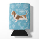 Winter Snowflake Basset Hound Can or Bottle Hugger Cooler Sleeve for Standard 12 oz Cans, Insulated Foam Beer & Soda Can Hugger Reusable