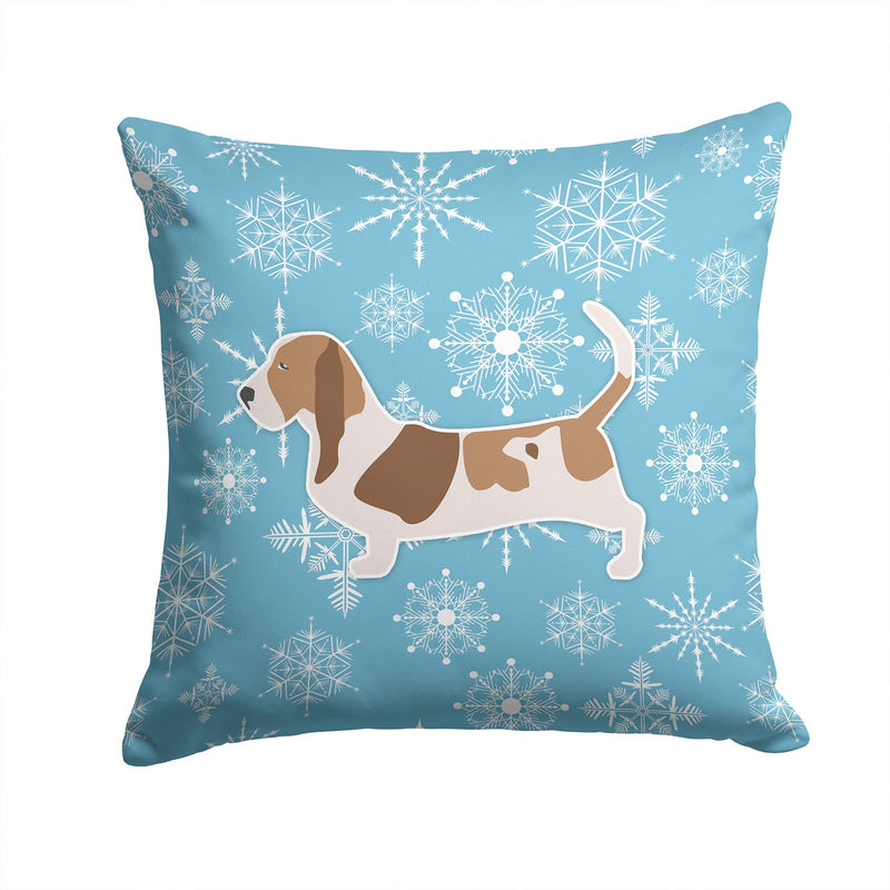 Winter Snowflake Basset Hound Fabric Decorative Pillow BB3502PW1414