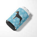 Winter Snowflake German Pinscher Can or Bottle Hugger Cooler Sleeve for Standard 12 oz Cans, Insulated Foam Beer & Soda Can Hugger Reusable