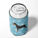 Winter Snowflake German Pinscher Can or Bottle Hugger Cooler Sleeve for Standard 12 oz Cans, Insulated Foam Beer & Soda Can Hugger Reusable