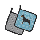 Winter Snowflake German Pinscher Pot Holder Set of 2 Heat Resistant Quilted Hot Pads 7.5 x 7.5 Inch, Insulated Kitchen Trivets for Cooking & Baking