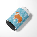 Winter Snowflake Collie Can or Bottle Hugger Cooler Sleeve for Standard 12 oz Cans, Insulated Foam Beer & Soda Can Hugger Reusable
