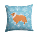Winter Snowflake Collie Decorative Throw Pillow 14x14 Indoor Outdoor Accent Cushion, Fabric Cover with Insert for Sofa, Bed, Porch & Living Room