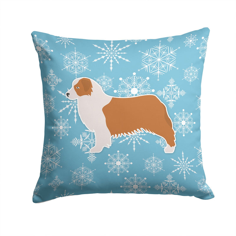 Winter Snowflake Australian Shepherd Dog Fabric Decorative Pillow BB3533PW1414