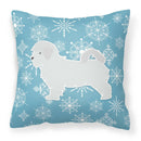 Winter Snowflake Maltese Decorative Throw Pillow 18x18 Indoor Outdoor Accent Cushion, Fabric Cover with Insert for Sofa, Bed, Porch & Living Room