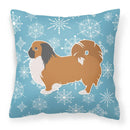 Winter Snowflake Pekingese Decorative Throw Pillow 18x18 Indoor Outdoor Accent Cushion, Fabric Cover with Insert for Sofa, Bed, Porch & Living Room