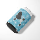 Winter Snowflake Poodle Can or Bottle Hugger Cooler Sleeve for Standard 12 oz Cans, Insulated Foam Beer & Soda Can Hugger Reusable