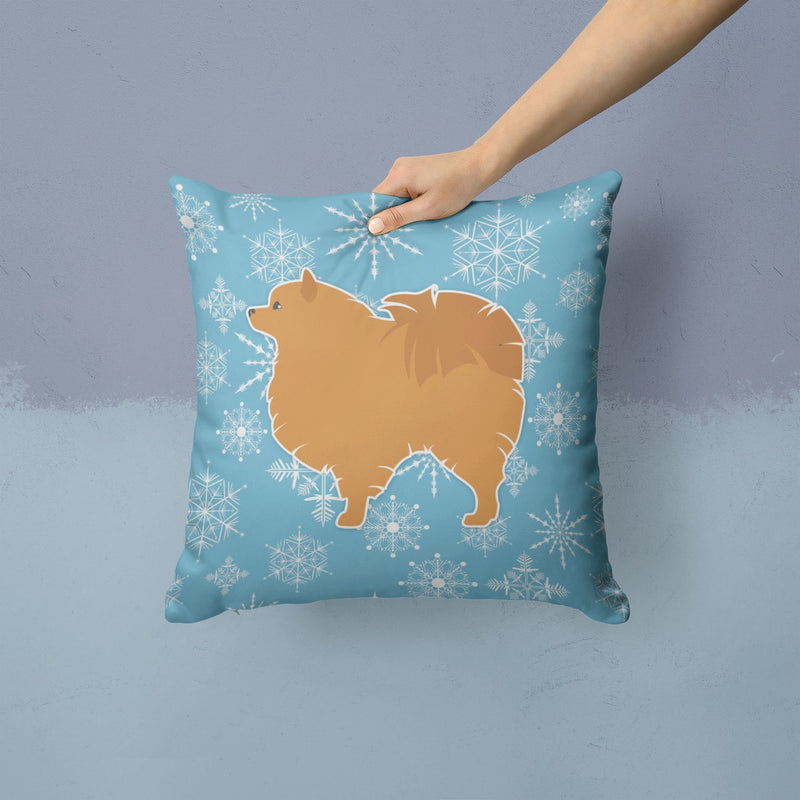 Winter Snowflake Pomeranian Fabric Decorative Pillow BB3542PW1414