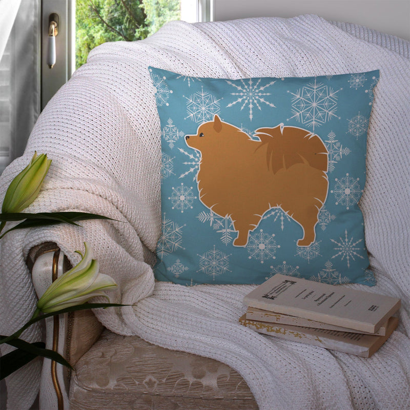 Winter Snowflake Pomeranian Fabric Decorative Pillow BB3542PW1414