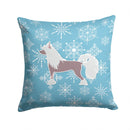Winter Snowflake Chinese Crested Decorative Throw Pillow 14x14 Indoor Outdoor Accent Cushion, Fabric Cover with Insert for Sofa, Bed, Porch & Living Room