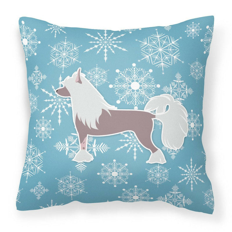 Winter Snowflake Chinese Crested Fabric Decorative Pillow BB3543PW1818