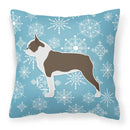 Winter Snowflake Boston Terrier Decorative Throw Pillow 18x18 Indoor Outdoor Accent Cushion, Fabric Cover with Insert for Sofa, Bed, Porch & Living Room