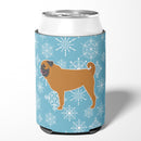 Winter Snowflake Pug Can or Bottle Hugger Cooler Sleeve for Standard 12 oz Cans, Insulated Foam Beer & Soda Can Hugger Reusable