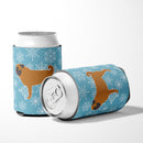 Winter Snowflake Pug Can or Bottle Hugger Cooler Sleeve for Standard 12 oz Cans, Insulated Foam Beer & Soda Can Hugger Reusable