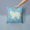 Winter Snowflake Komondor Decorative Throw Pillow 14x14 Indoor Outdoor Accent Cushion, Fabric Cover with Insert for Sofa, Bed, Porch & Living Room