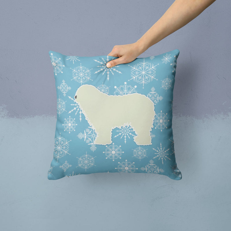 Winter Snowflake Komondor Fabric Decorative Pillow BB3555PW1414