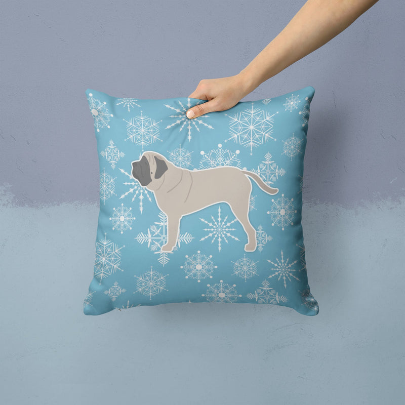 Winter Snowflake English Mastiff Fabric Decorative Pillow BB3556PW1414