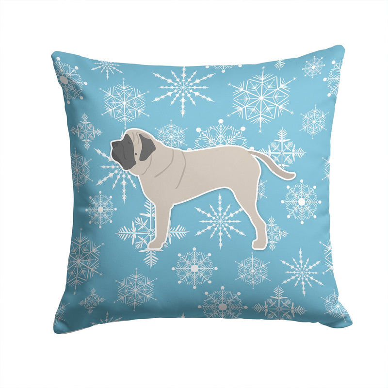 Winter Snowflake English Mastiff Fabric Decorative Pillow BB3556PW1414