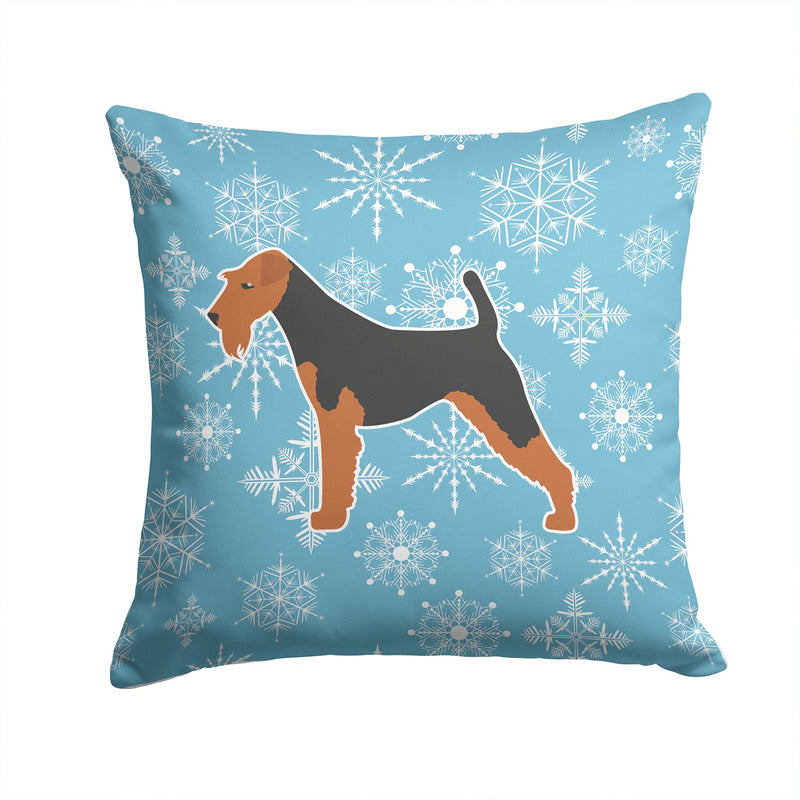 Winter Snowflake Airedale Terrier Fabric Decorative Pillow BB3557PW1414