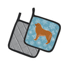 Winter Snowflake Leonberger Pot Holder Set of 2 Heat Resistant Quilted Hot Pads 7.5 x 7.5 Inch, Insulated Kitchen Trivets for Cooking & Baking