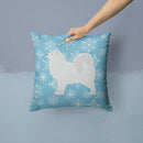 Winter Snowflake Samoyed Decorative Throw Pillow 14x14 Indoor Outdoor Accent Cushion, Fabric Cover with Insert for Sofa, Bed, Porch & Living Room