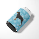 Winter Snowflake Rottweiler Can or Bottle Hugger Cooler Sleeve for Standard 12 oz Cans, Insulated Foam Beer & Soda Can Hugger Reusable