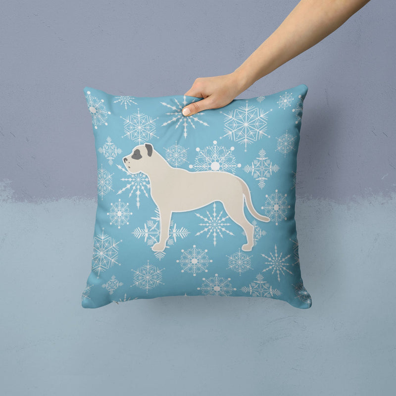 Winter Snowflake Dogo Argentino Fabric Decorative Pillow BB3567PW1414