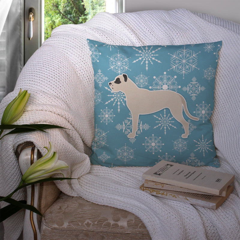 Winter Snowflake Dogo Argentino Fabric Decorative Pillow BB3567PW1414