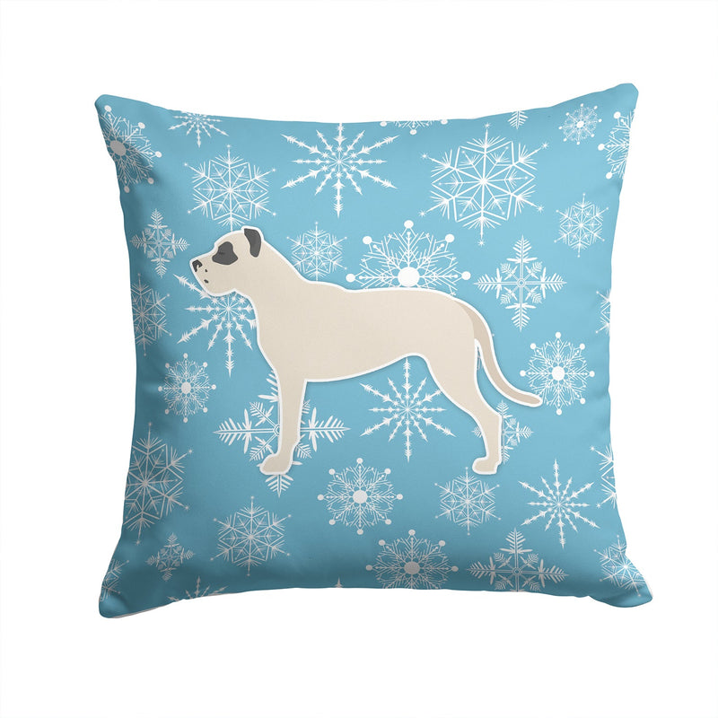 Winter Snowflake Dogo Argentino Fabric Decorative Pillow BB3567PW1414