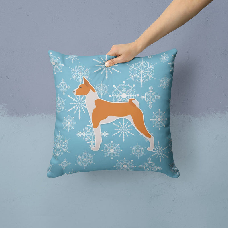 Winter Snowflake Basenji Fabric Decorative Pillow BB3574PW1414