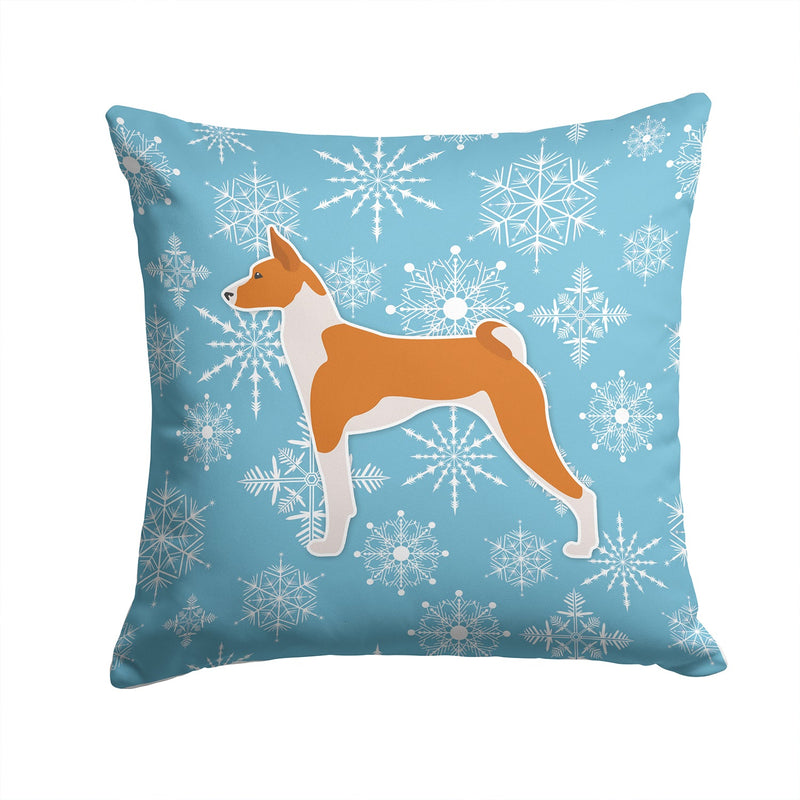 Winter Snowflake Basenji Fabric Decorative Pillow BB3574PW1414