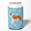 Winter Snowflake Saint Bernard Can or Bottle Hugger Cooler Sleeve for Standard 12 oz Cans, Insulated Foam Beer & Soda Can Hugger Reusable