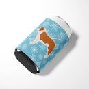 Winter Snowflake Saint Bernard Can or Bottle Hugger Cooler Sleeve for Standard 12 oz Cans, Insulated Foam Beer & Soda Can Hugger Reusable