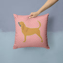 Bloodhound Checkerboard Pink Throw Pillow - 14x14 Decorative Pillow – Art for Your Home & Patio BB3584PW1414