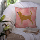 Bloodhound Checkerboard Pink Throw Pillow - 14x14 Decorative Pillow – Art for Your Home & Patio BB3584PW1414