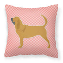 Bloodhound Checkerboard Pink Fabric Decorative Pillow BB3584PW1818