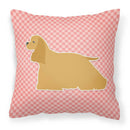 Cocker Spaniel Checkerboard Pink Decorative Throw Pillow 18x18 Indoor Outdoor Accent Cushion, Fabric Cover with Insert for Sofa, Bed, Porch & Living Room