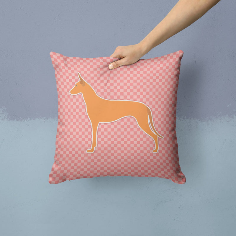 Pharaoh Hound Checkerboard Pink Fabric Decorative Pillow BB3588PW1414