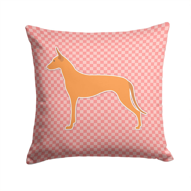 Pharaoh Hound Checkerboard Pink Fabric Decorative Pillow BB3588PW1414