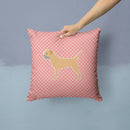 Border Terrier Checkerboard Pink Throw Pillow - 14x14 Decorative Pillow – Art for Your Home & Patio BB3589PW1414