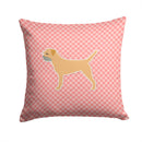 Border Terrier Checkerboard Pink Throw Pillow - 14x14 Decorative Pillow – Art for Your Home & Patio BB3589PW1414