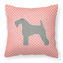 Kerry Blue Terrier Checkerboard Pink Decorative Throw Pillow 18x18 Indoor Outdoor Accent Cushion, Fabric Cover with Insert for Sofa, Bed, Porch & Living Room