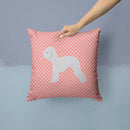 Bedlington Terrier Checkerboard Pink Decorative Throw Pillow 14x14 Indoor Outdoor Accent Cushion, Fabric Cover with Insert for Sofa, Bed, Porch & Living Room