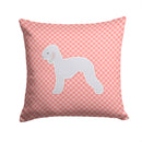 Bedlington Terrier Checkerboard Pink Decorative Throw Pillow 14x14 Indoor Outdoor Accent Cushion, Fabric Cover with Insert for Sofa, Bed, Porch & Living Room