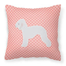 Bedlington Terrier Checkerboard Pink Decorative Throw Pillow 18x18 Indoor Outdoor Accent Cushion, Fabric Cover with Insert for Sofa, Bed, Porch & Living Room