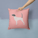 English Pointer Checkerboard Pink Decorative Throw Pillow 14x14 Indoor Outdoor Accent Cushion, Fabric Cover with Insert for Sofa, Bed, Porch & Living Room
